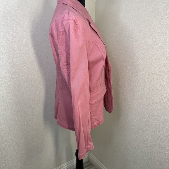 Pink Cotton Blend Womens Blazer Jacket By High Sierra Size L With Button Details - Picture 5 of 6
